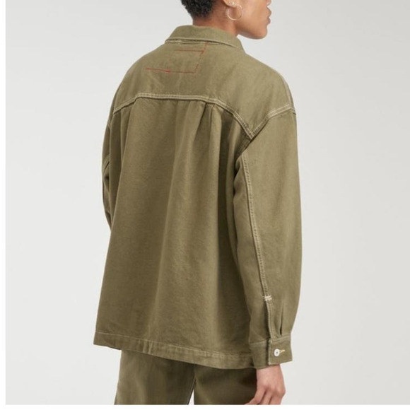 NEW Levi’s Oversized Red Cotton hemp Green denim chore coat - Picture 1 of 16